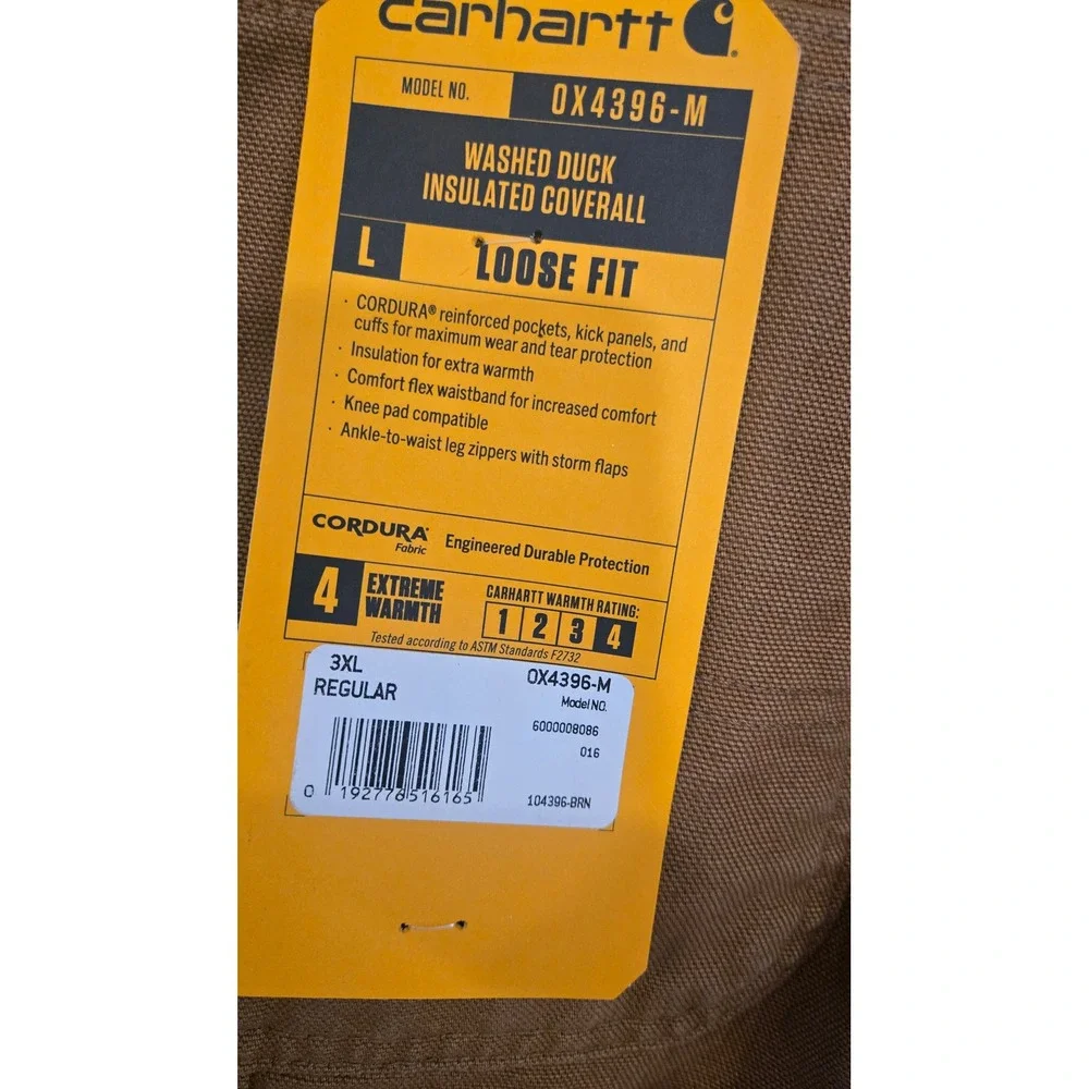 Carhartt Washed Duck Insulated Coverall 3XL Regular Brown OX4396-M NWT